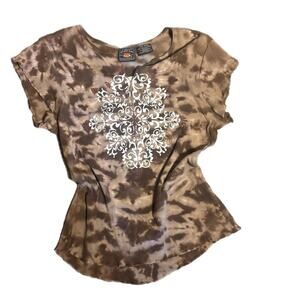 Y2k brown tie dye baby tee